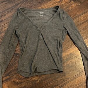 American Eagle Outfitters Dark Gray Long Sleeve Top